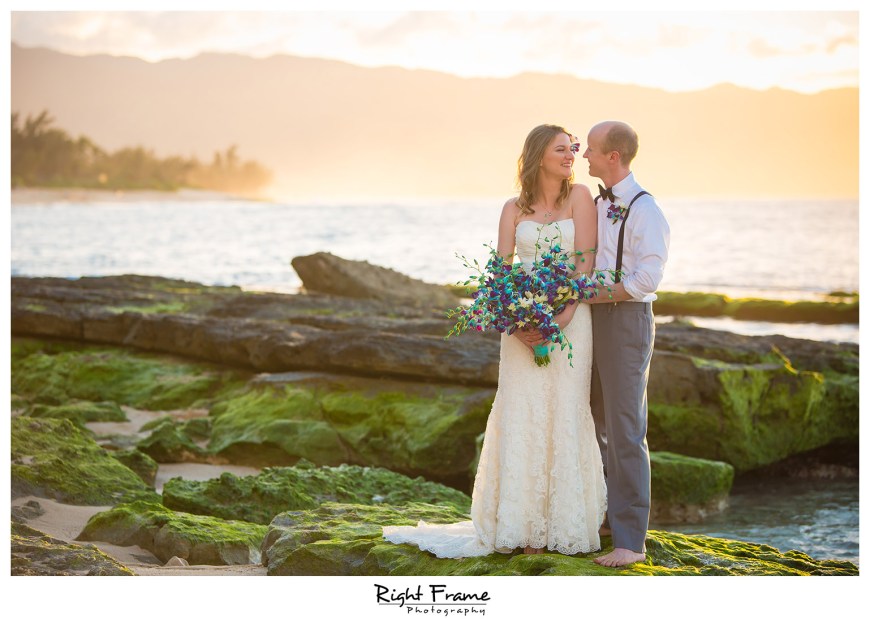 Hawaii Sunset Beach Wedding Papailoa Beach Oahu