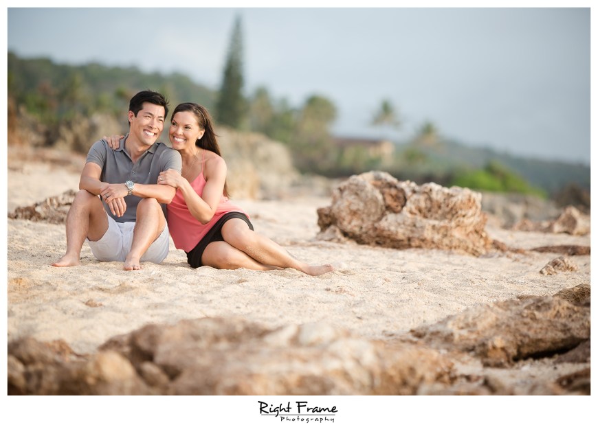 Hawaii Sunset Engagement Photographer near Turtle Bay Hotel Oahu