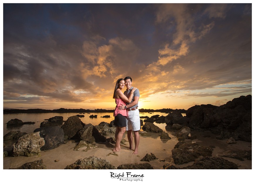 Hawaii Sunset Engagement Photographer near Turtle Bay Hotel Oahu