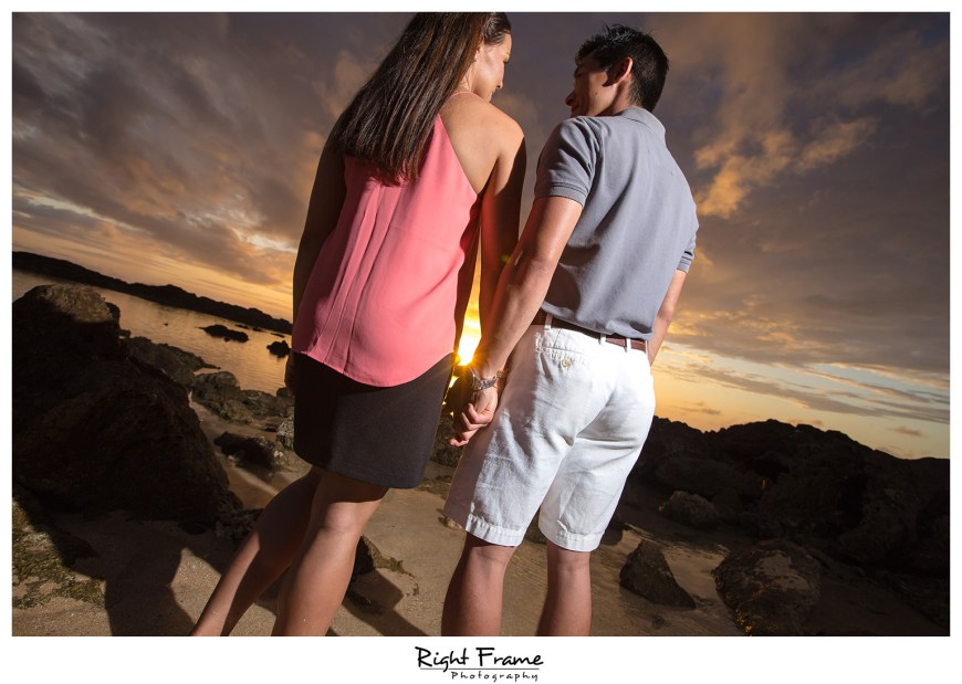 Hawaii Sunset Engagement Photographer near Turtle Bay Hotel Oahu