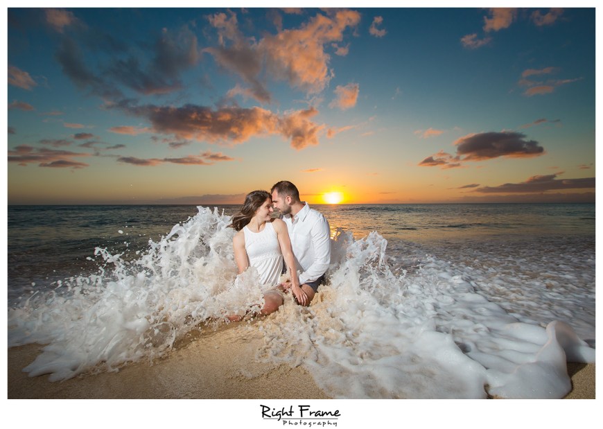 Romantic Engagement Sunset Beach Photo in Hawaii
