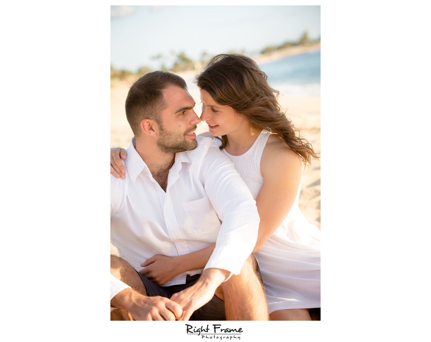 Romantic Engagement Sunset Beach Photo in Hawaii