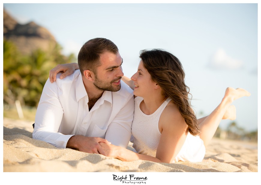 Romantic Engagement Sunset Beach Photo in Hawaii