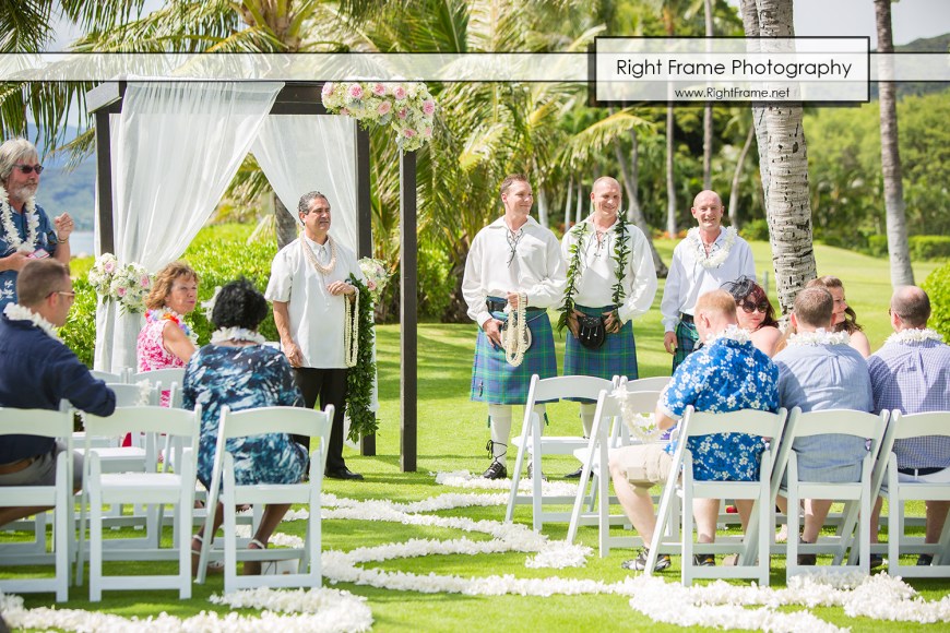 Scottish Wedding in Hawaii Paradise Cove Luau Imu Gardens