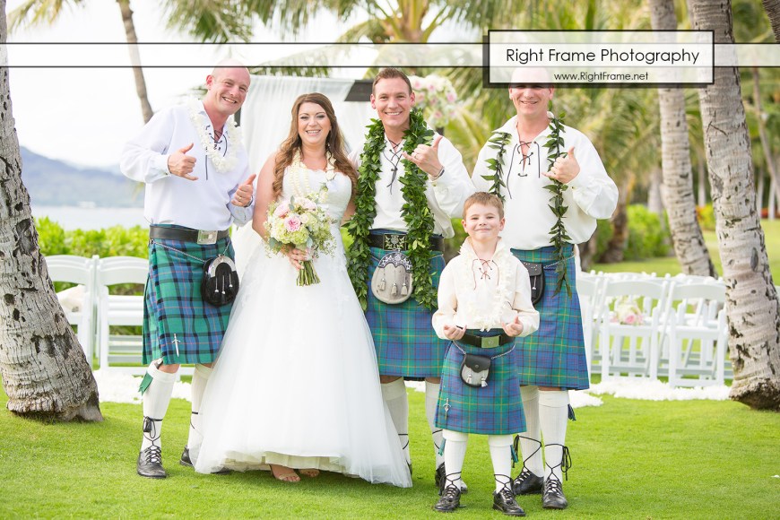 Scottish Wedding in Hawaii Paradise Cove Luau Imu Gardens
