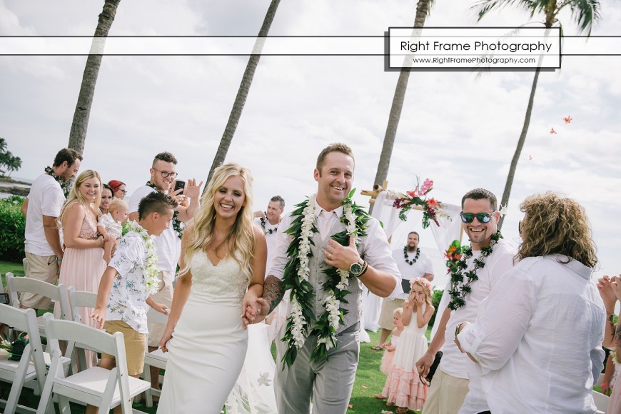 JUST MARRIED at the PARADISE COVE LUAU VENUE wedding location The Point KoOlina Oahu