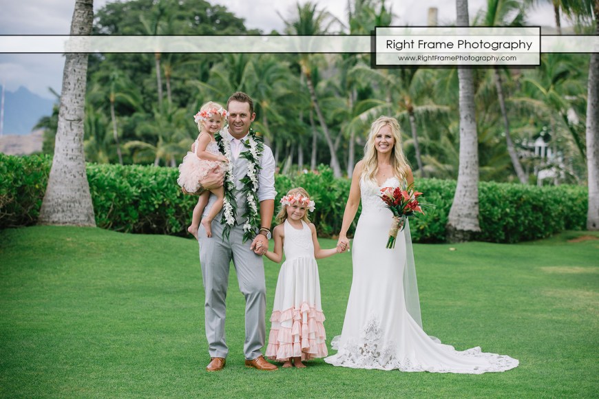JUST MARRIED at the PARADISE COVE LUAU VENUE wedding location The Point KoOlina Oahu
