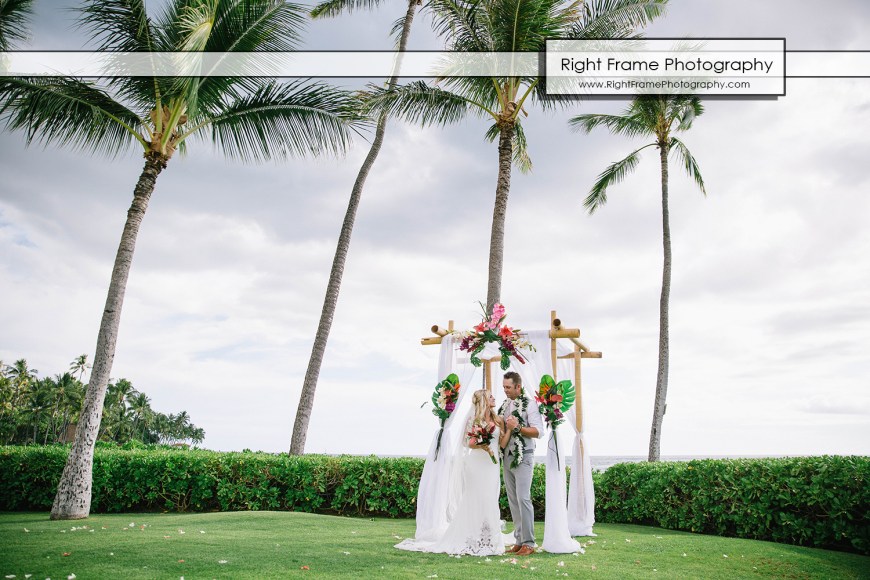 JUST MARRIED at the PARADISE COVE LUAU VENUE wedding location The Point KoOlina Oahu