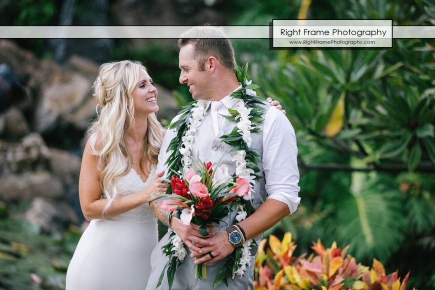 JUST MARRIED at the PARADISE COVE LUAU VENUE wedding location The Point KoOlina Oahu