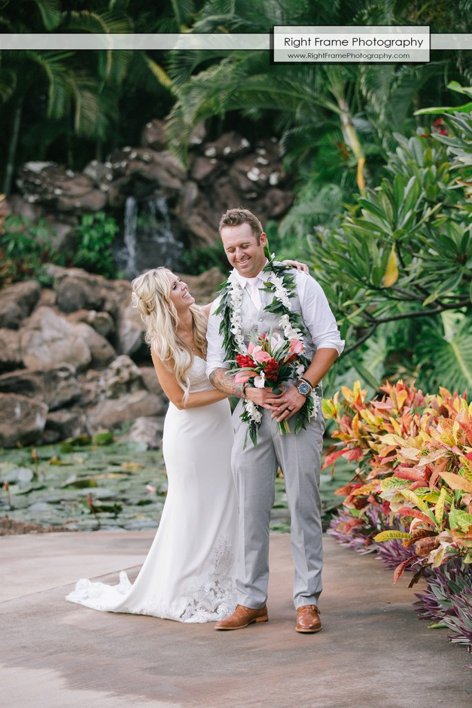 JUST MARRIED at the PARADISE COVE LUAU VENUE wedding location The Point KoOlina Oahu