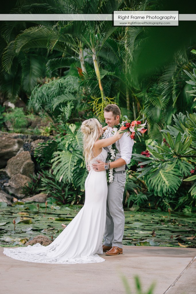 JUST MARRIED at the PARADISE COVE LUAU VENUE wedding location The Point KoOlina Oahu