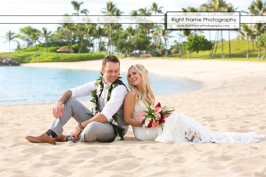JUST MARRIED at the PARADISE COVE LUAU VENUE wedding location The Point KoOlina Oahu