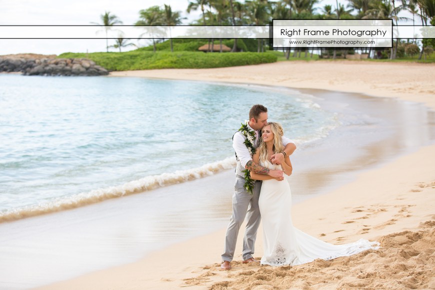 JUST MARRIED at the PARADISE COVE LUAU VENUE wedding location The Point KoOlina Oahu