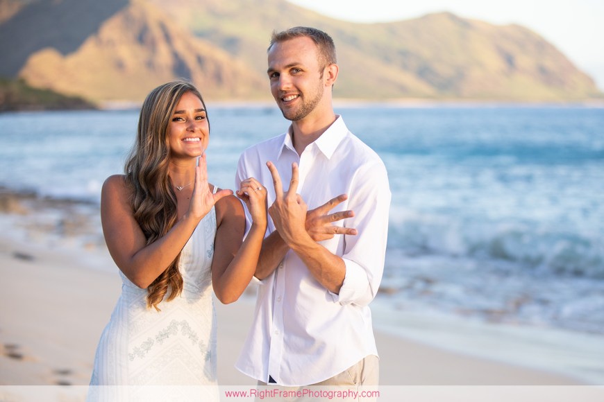 Sunset engagement photoshoot at Yokohama Beach Hawaii