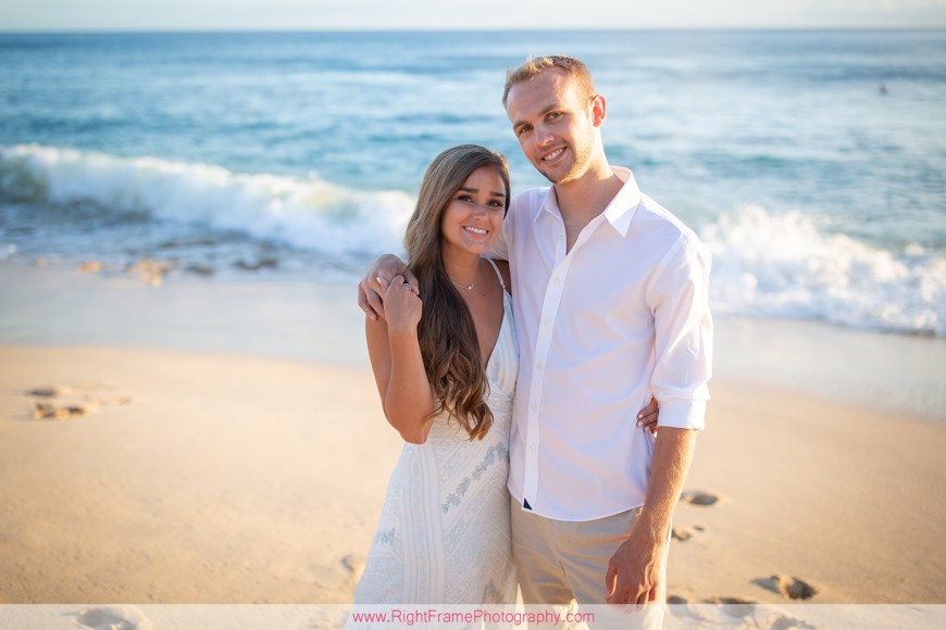 Sunset engagement photoshoot at Yokohama Beach Hawaii