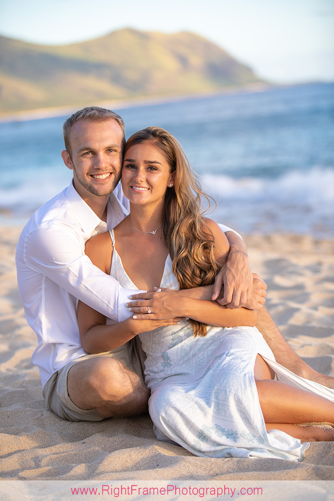 Sunset engagement photoshoot at Yokohama Beach Hawaii