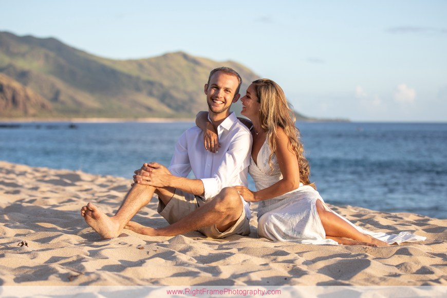 Sunset engagement photoshoot at Yokohama Beach Hawaii